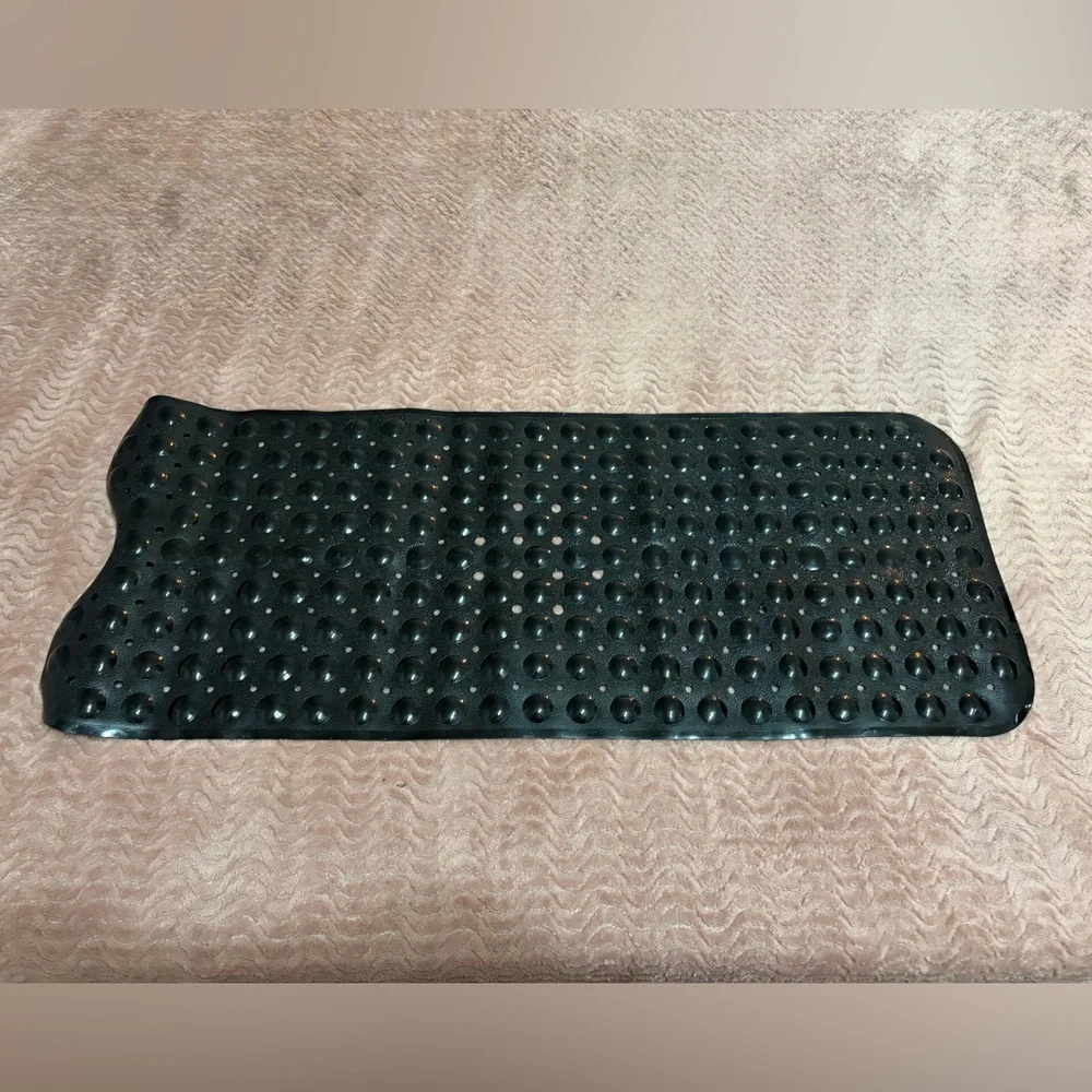 Extra Long Bath Mat Black Textured Suction Cup 100% PVC